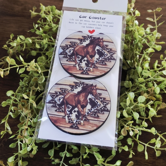 Handmade Accessories - Western Horse Car Coasters